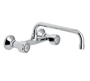 GAMMA 20 cm wall sink mixer with high tube, 24 cm spout